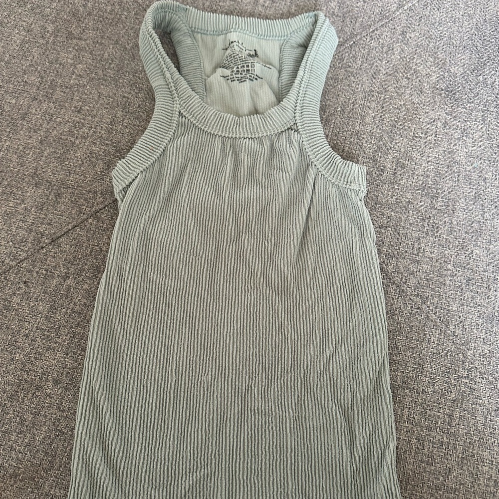 Green Ribbed Tank Top